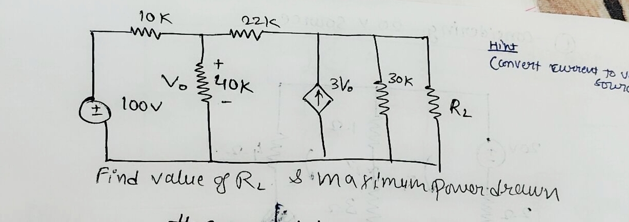 Find the Value of Rl that will draw maximum power