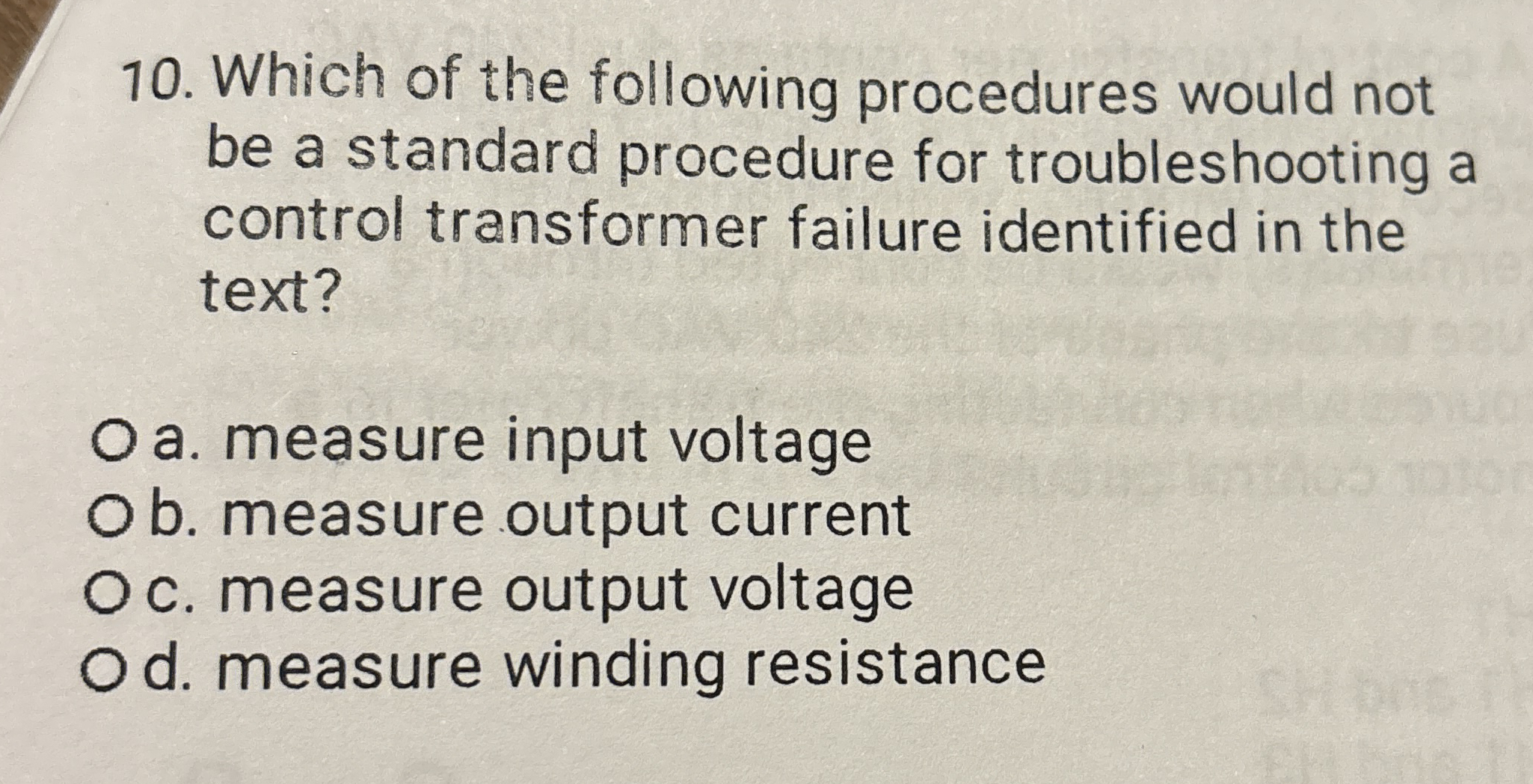 Which of the following procedures would not be a