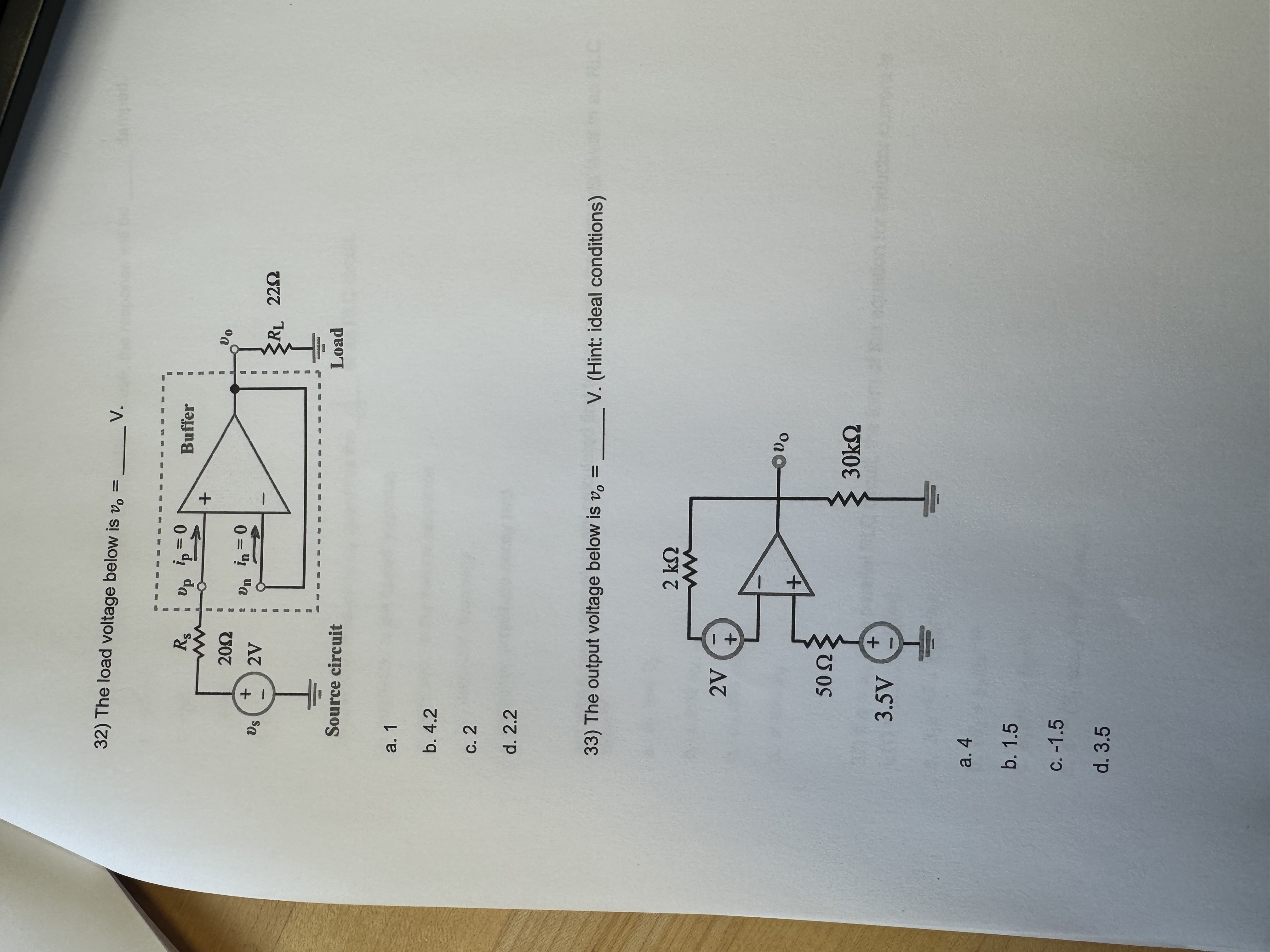 The load voltage below is v 0 = q , V . a . 1 b .
