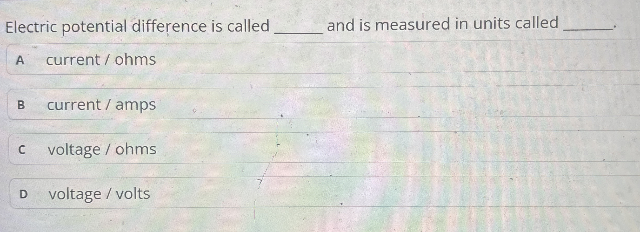 Electric potential difference is called q , and