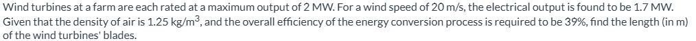 Wind turbines at a farm are each rated at a