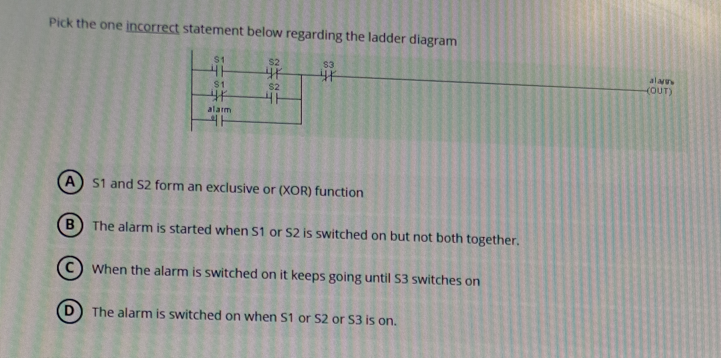 Pick the one incorrect statement below regarding