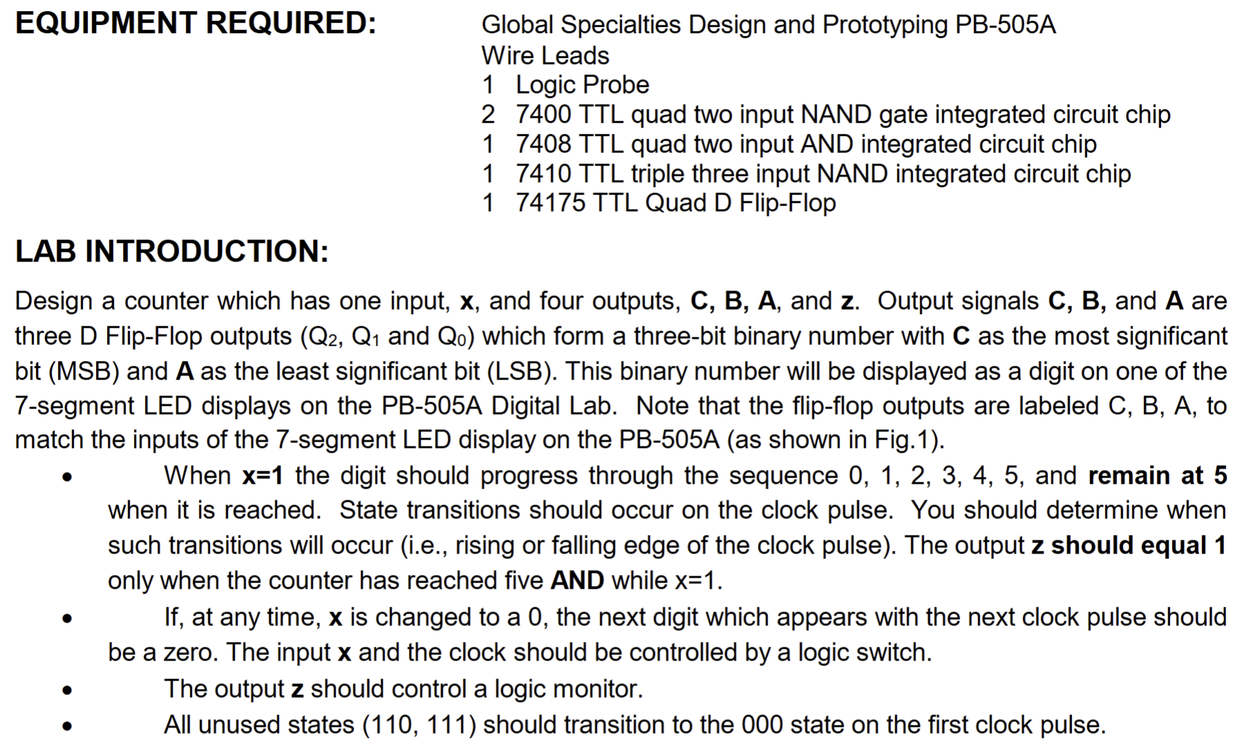 Using the requirements and equipment given please