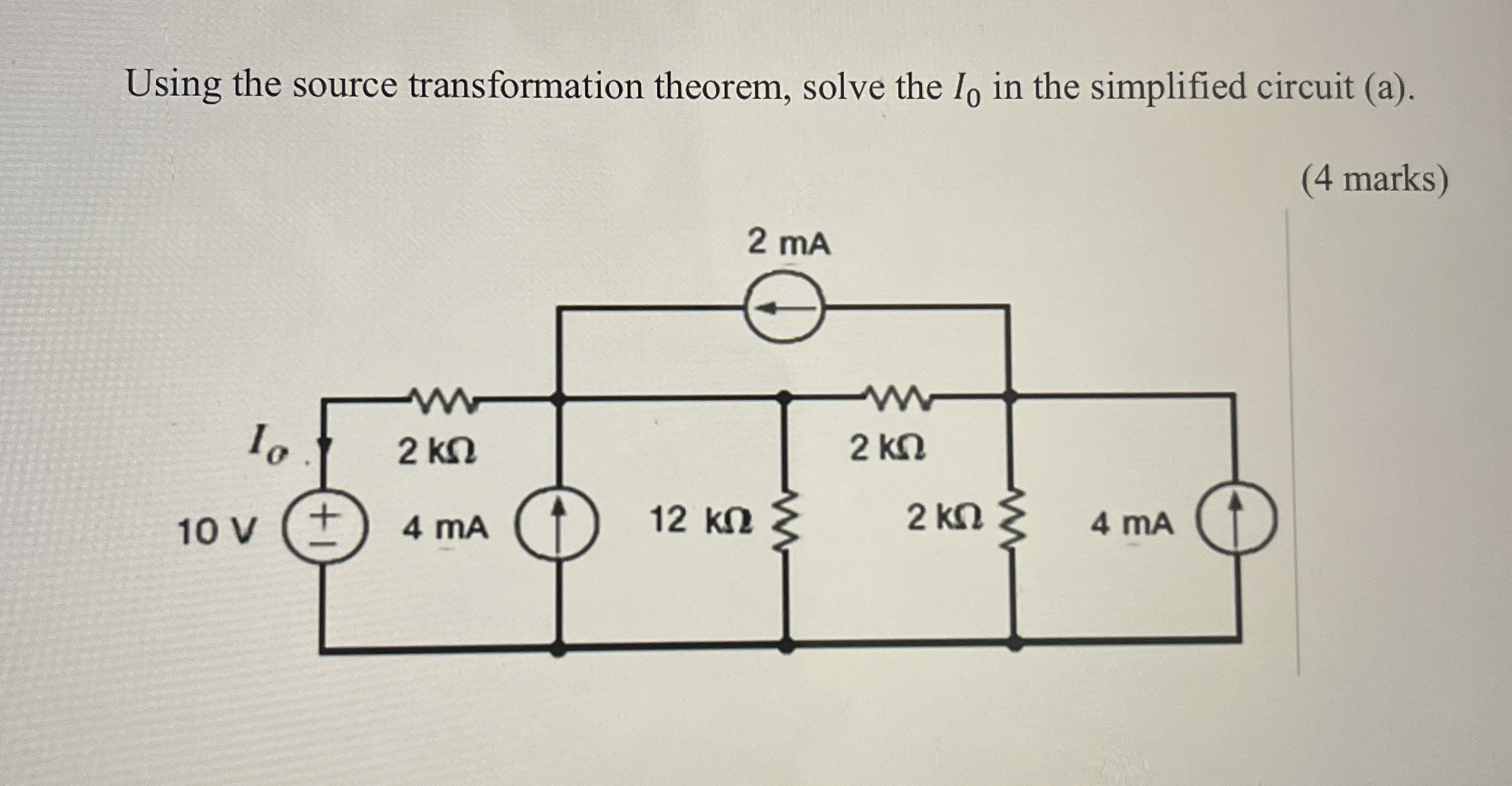 Using the source transformation theorem, solve