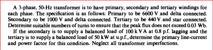 A 3 - phase, \ ( 5 0 - \ mathrm { Hz } \ )