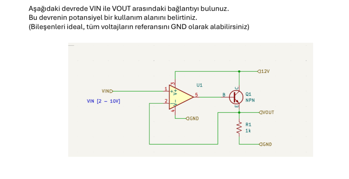 A a daki devrede VIN ile VOUT aras ndaki ba lant