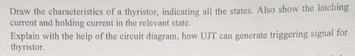 Draw the characteristics of a thyristor,