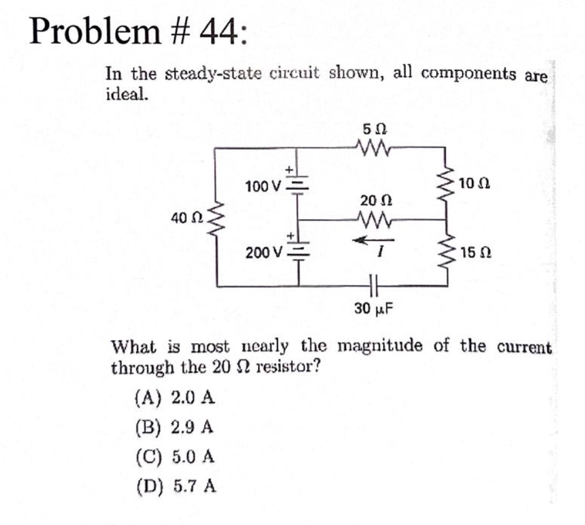 Problem \ # 4 4 : In the steady - state circuit