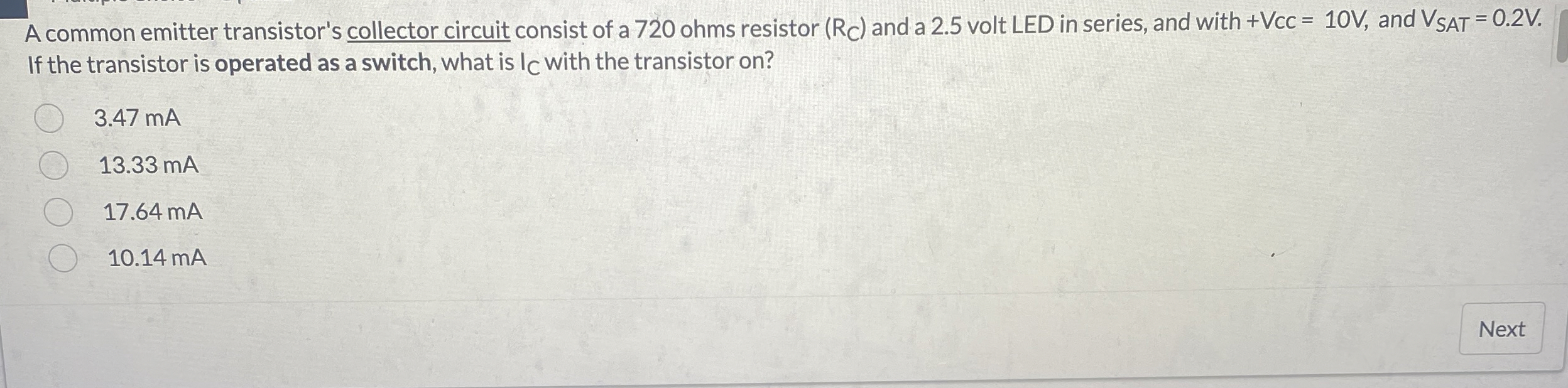 A common emitter transistor's collector circuit