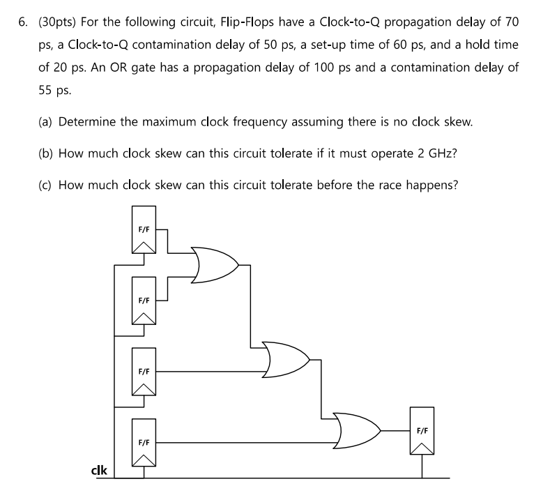 6 . ( 3 0 pts ) For the following circuit, Flip -