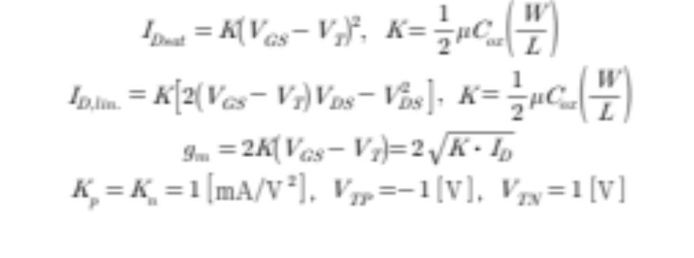 I D m a t = K ( V G S - V J ) 2 , K = 1 2 C x ( W