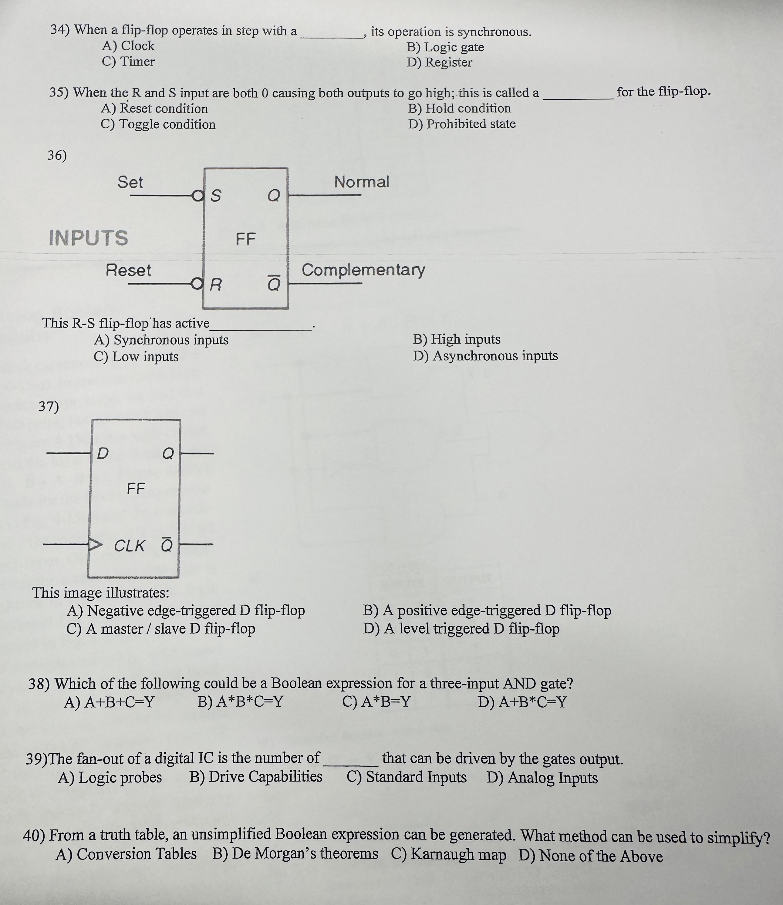 When a flip - flop operates in step with a q , A