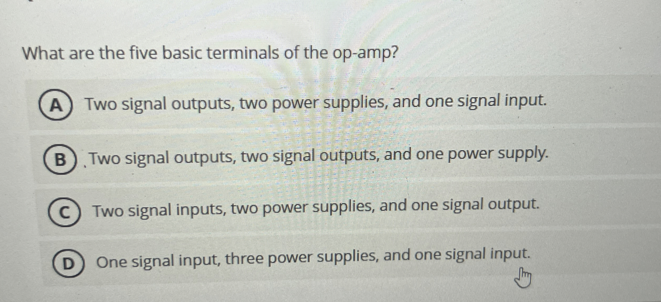 What are the five basic terminals of the op -