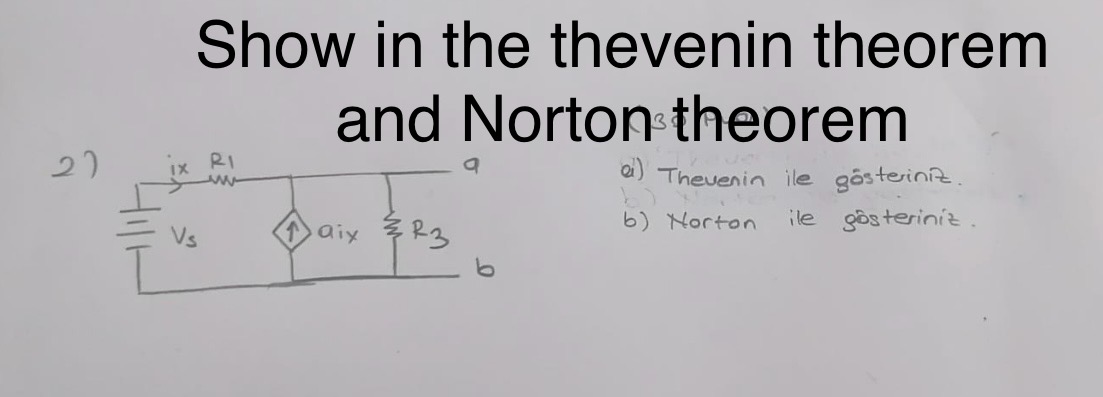 Show in the thevenin theorem and Norton theorem