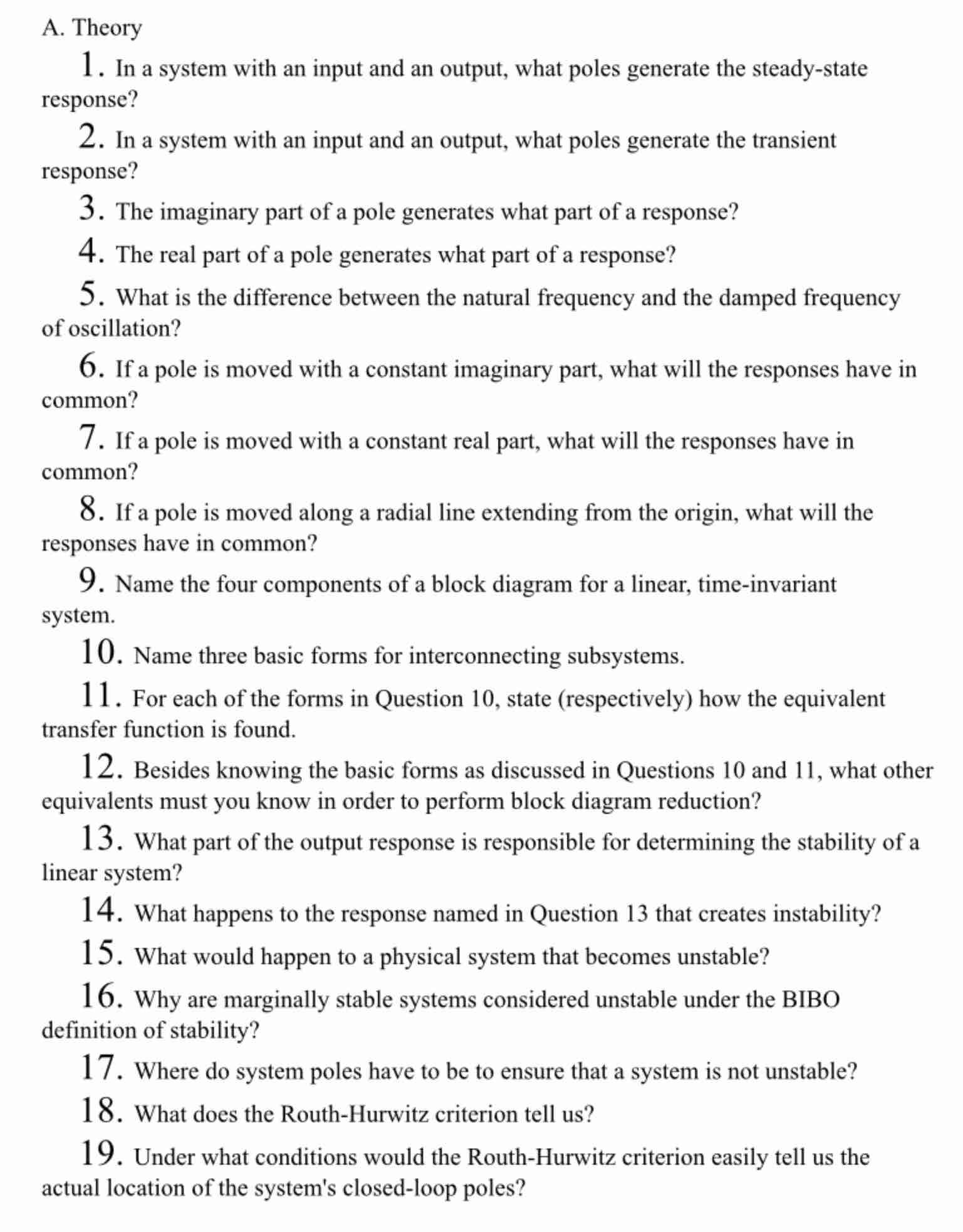 A . Theory 1 . In a system with an input and an