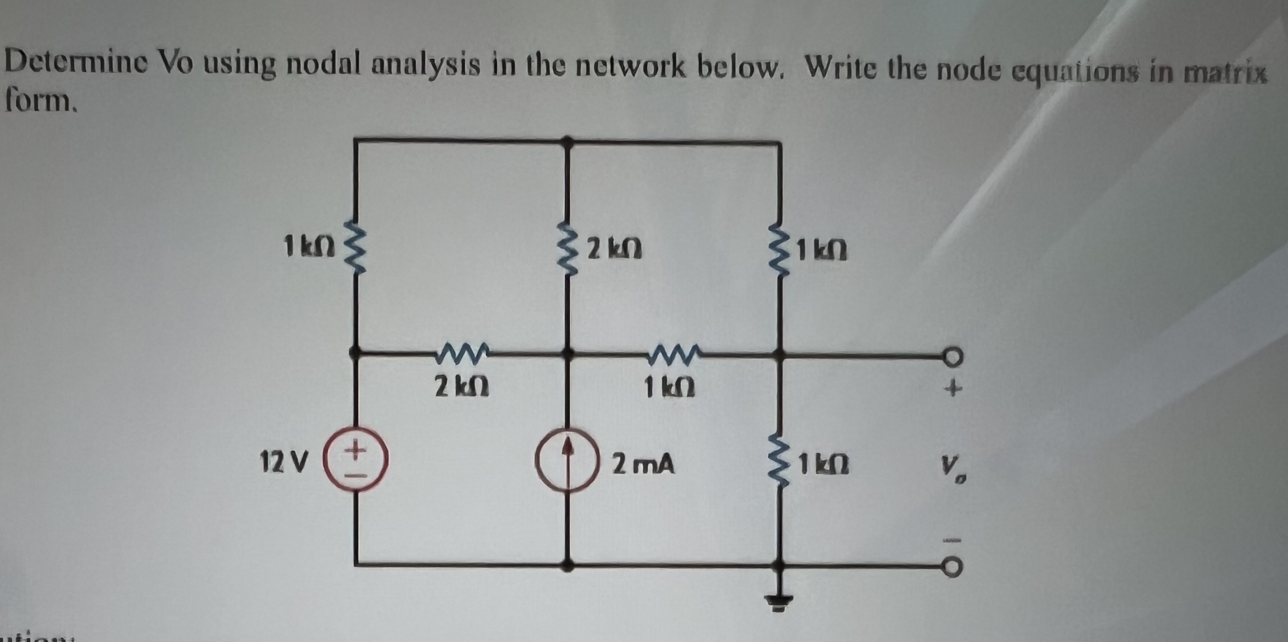 Determine Vo using nodal analysis in the network
