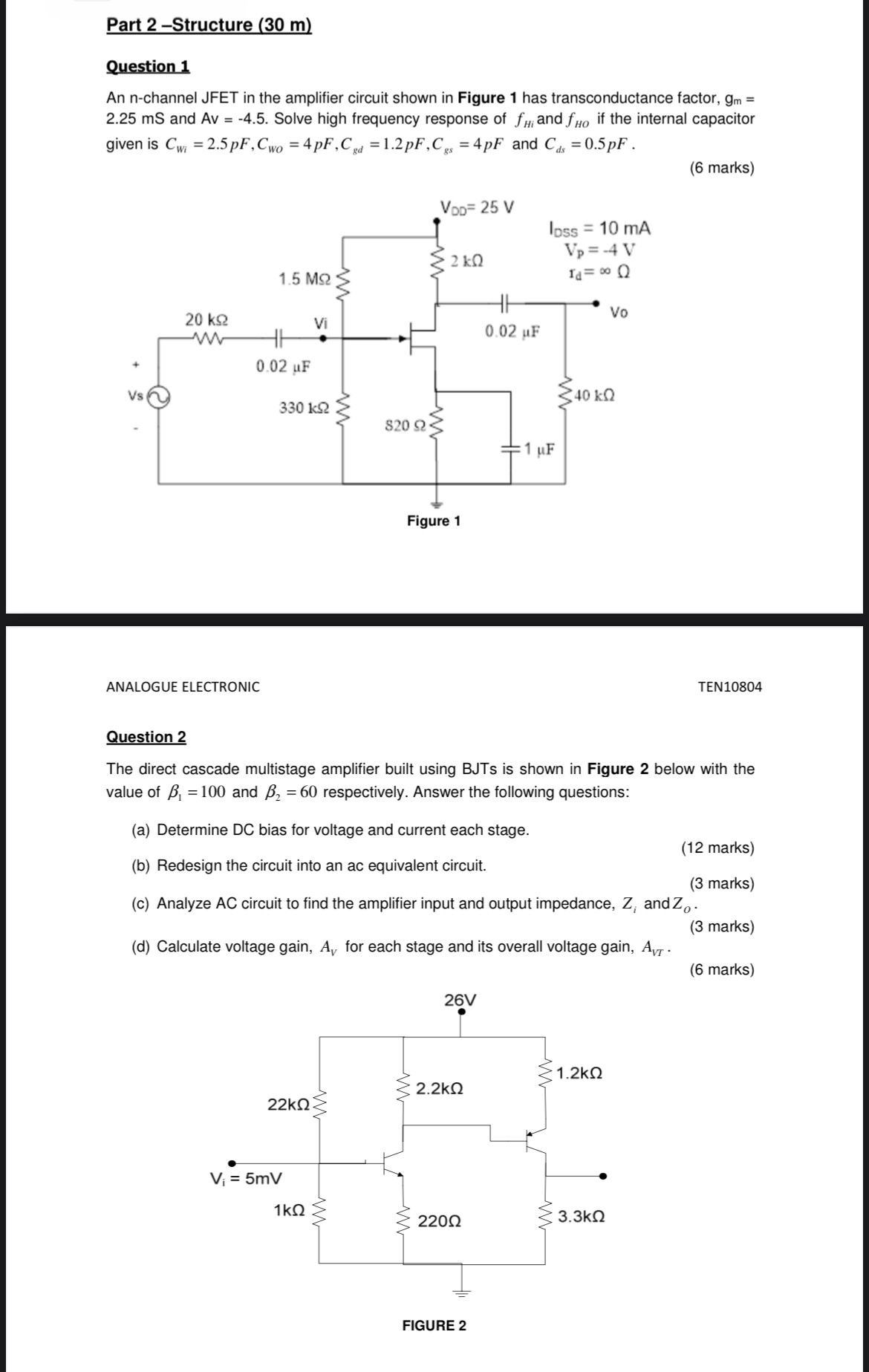 Part 2 - Structure ( 3 0 m ) Question 1 An n -