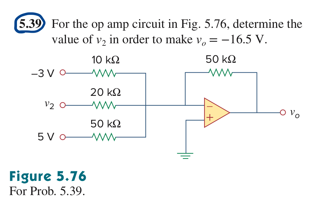 5 . 3 9 For the op amp circuit in Fig. 5 . 7 6 ,