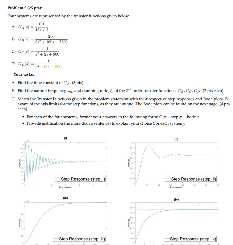 Problem 2 ( 2 5 pts ) : Four systems are