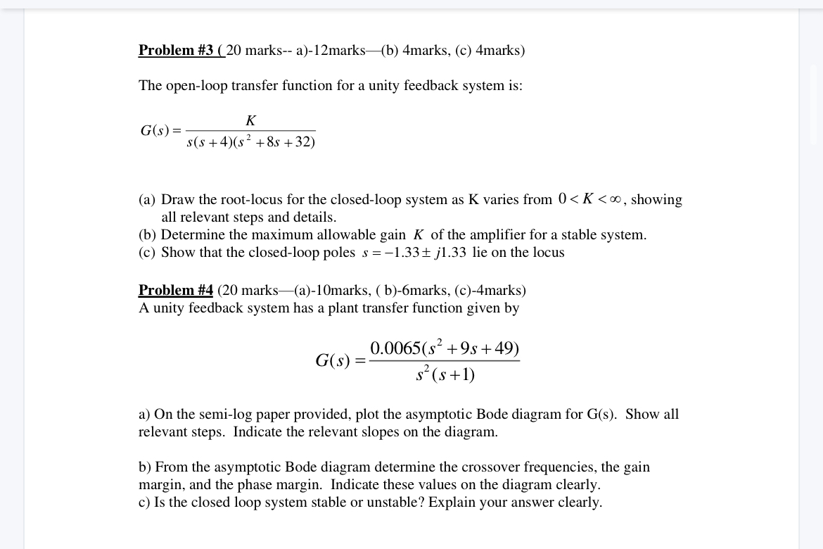 Problem # 3 ( 2 0 marks - - a ) - 1 2 marks - ( b