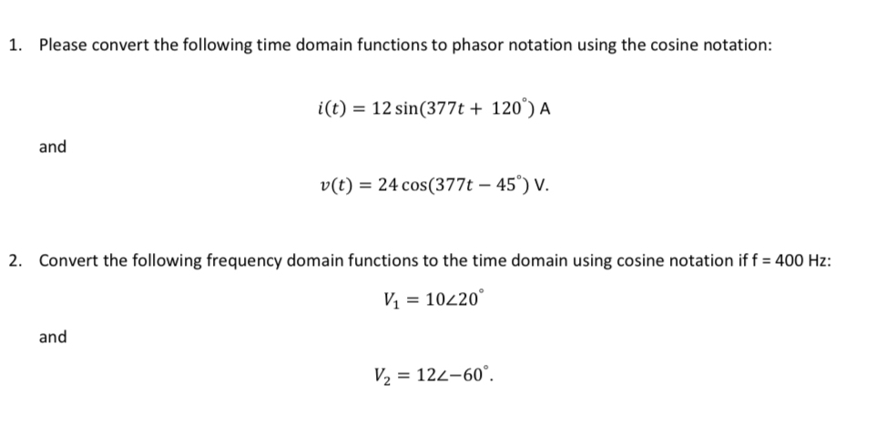 Please convert the following time domain