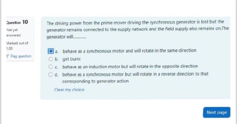 The driving power from the prime mover driving
