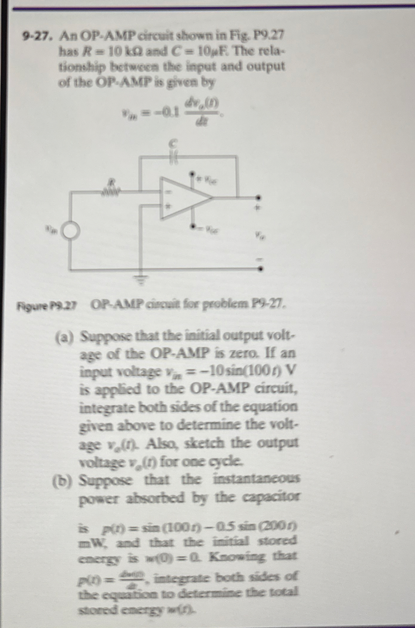 9 - 2 7 . An OP - AMP circuit shown in Fig. P 9 .
