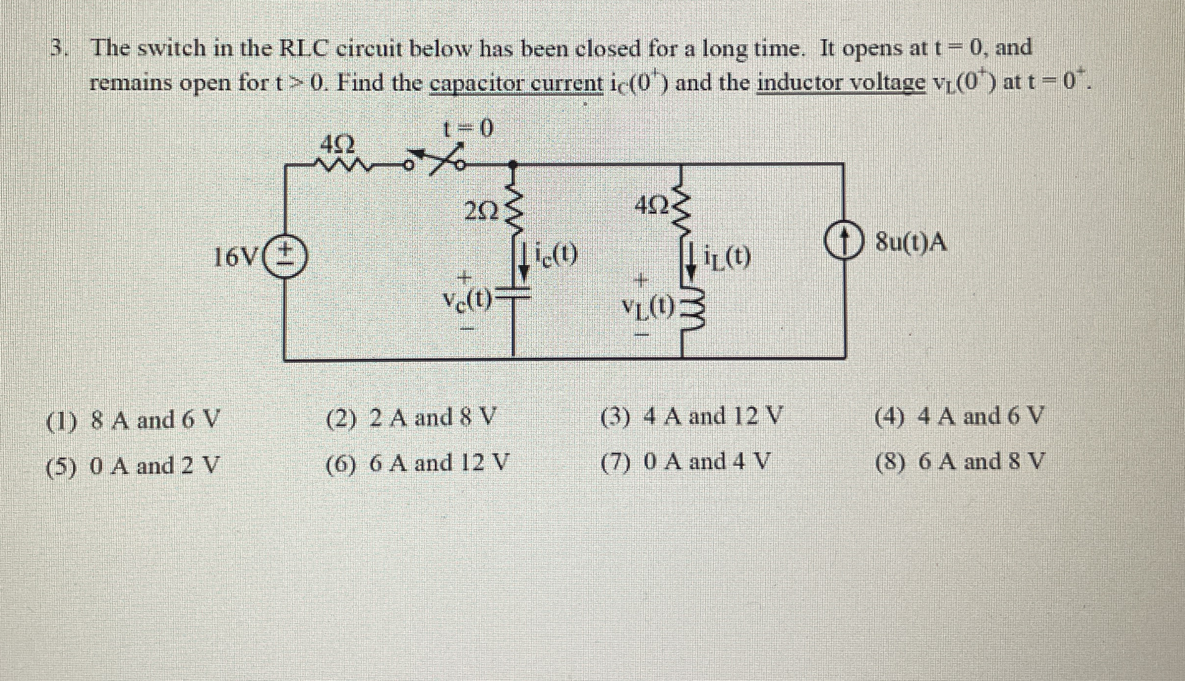 The switch in the RLC circuit below has been