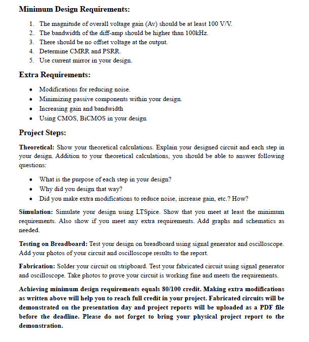 Minimum Design Requirements: 1 . The magnitude of