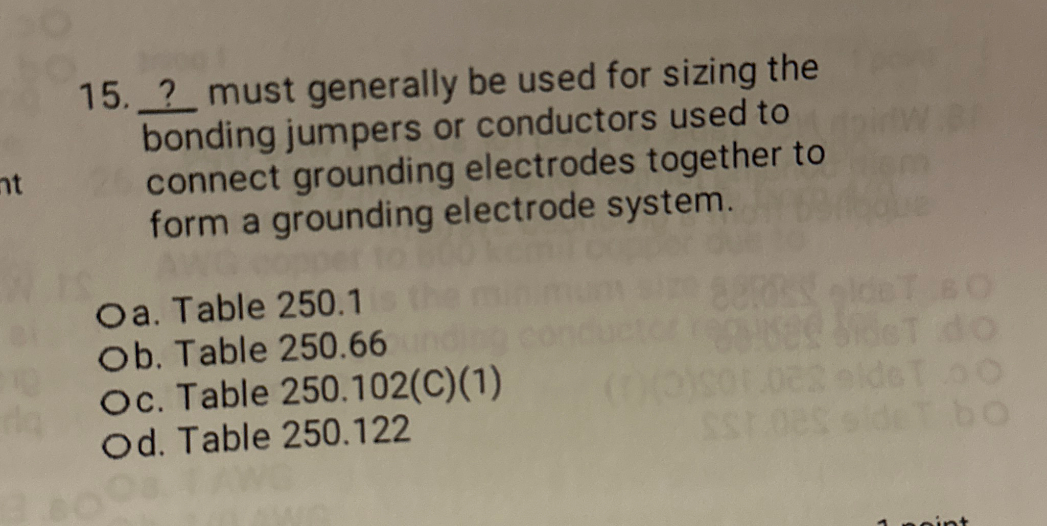 ? must generally be used for sizing the bonding