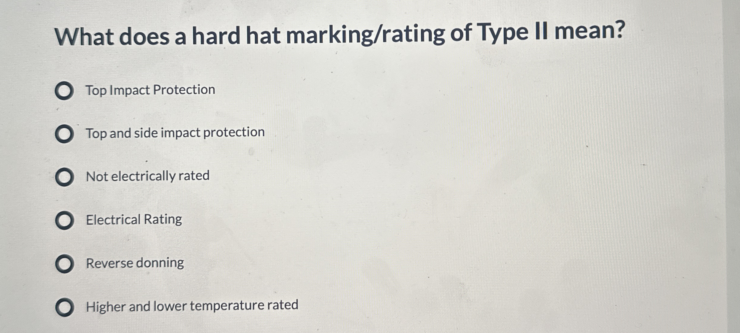 What does a hard hat marking / rating of Type II