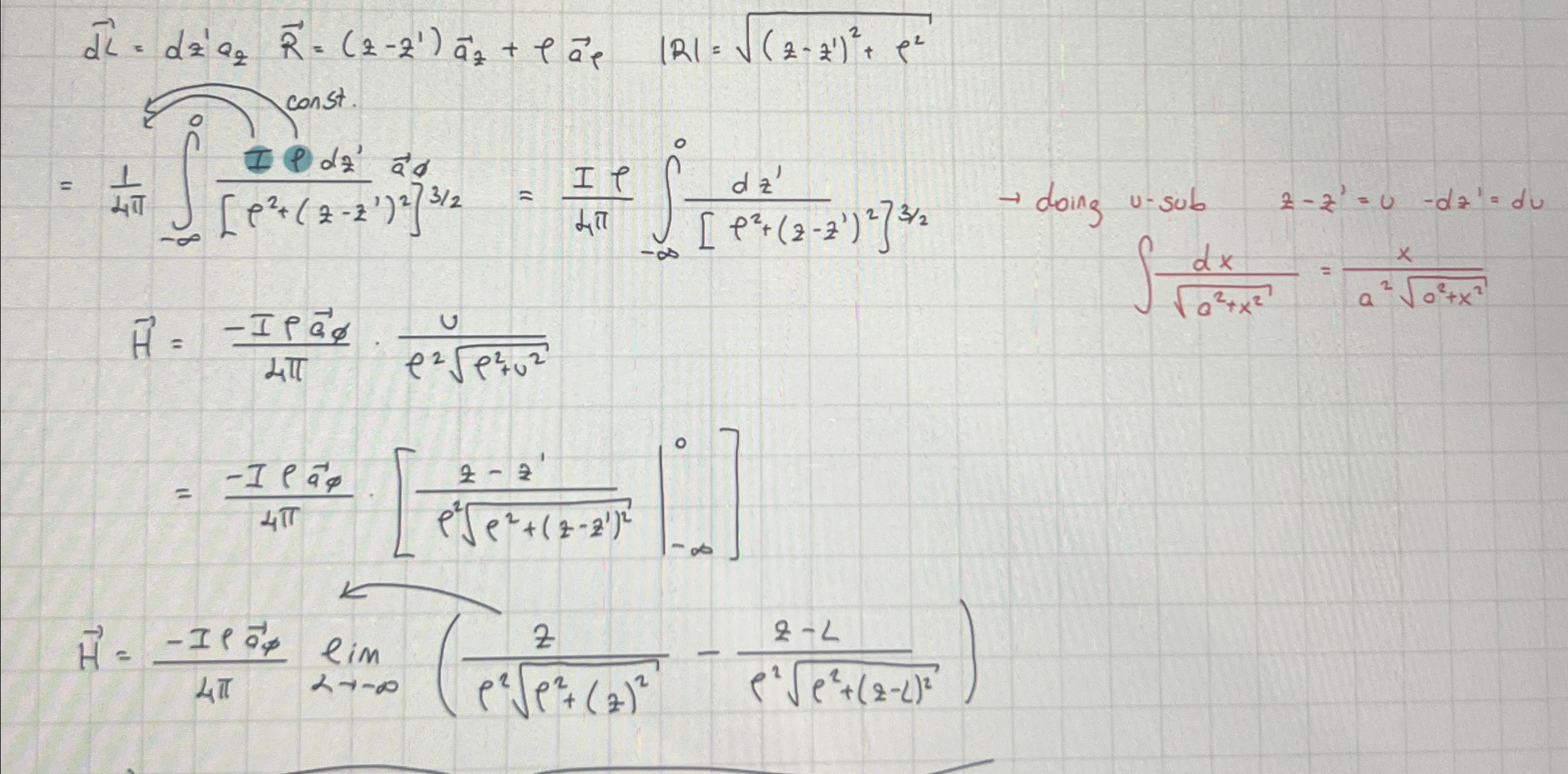 This is a wire thats going from minus infinity to