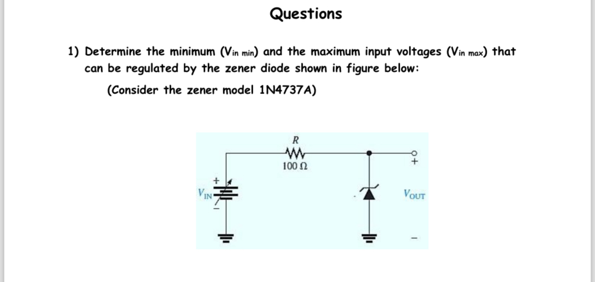 Questions Determine the minimum ( V i n m i n )