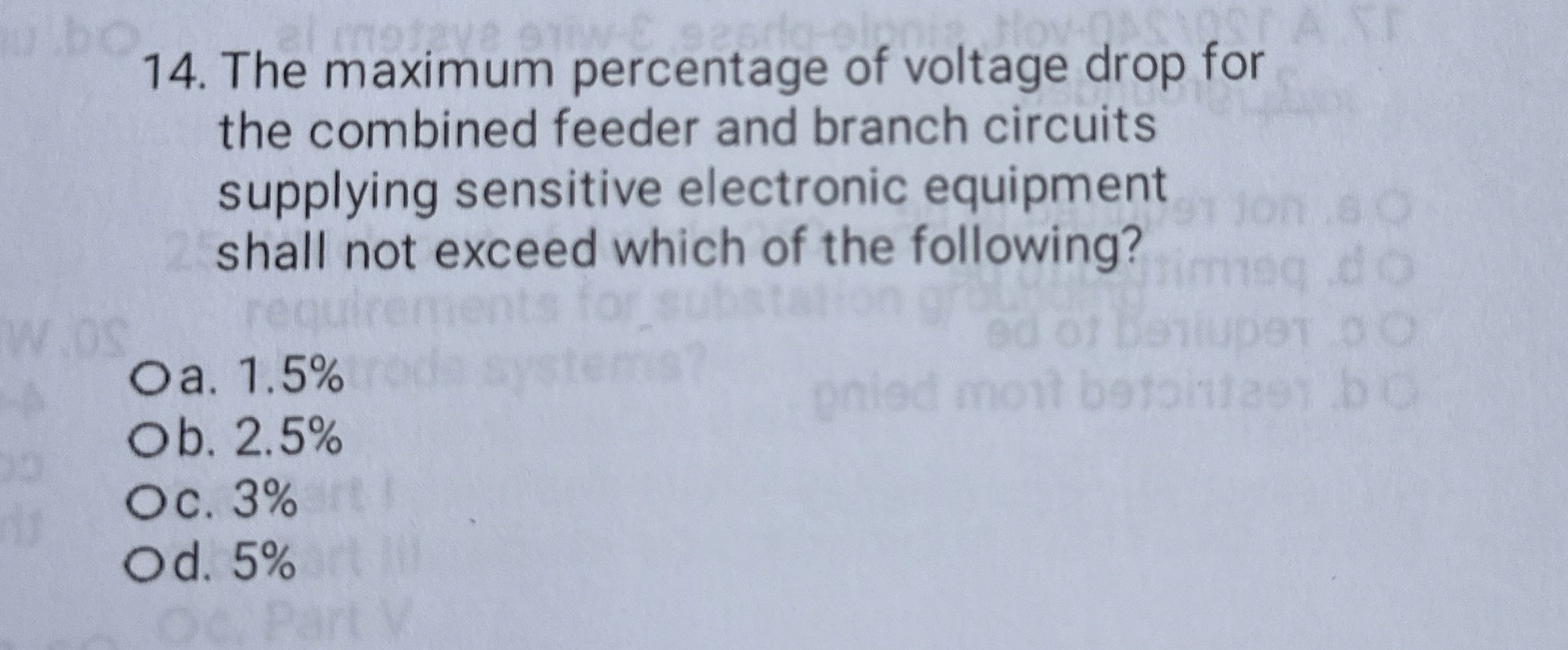 The maximum percentage of voltage drop for the