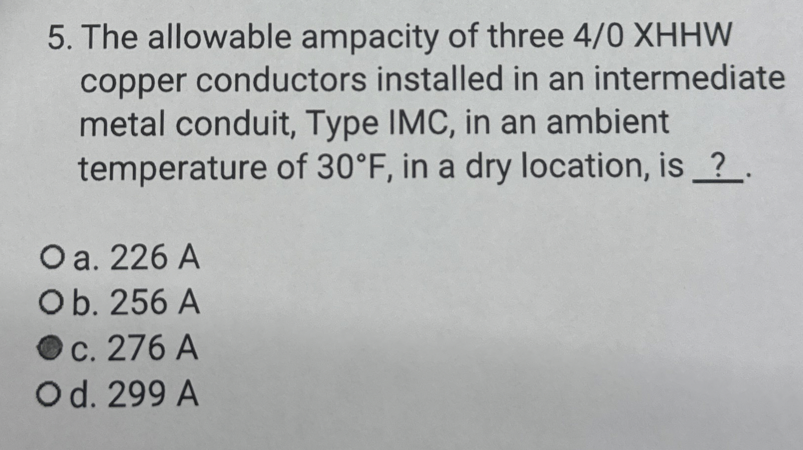 The allowable ampacity of three 4 0 x H H W