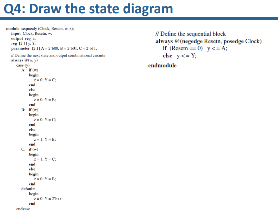 Q 4 : Draw the state diagram and explain how to