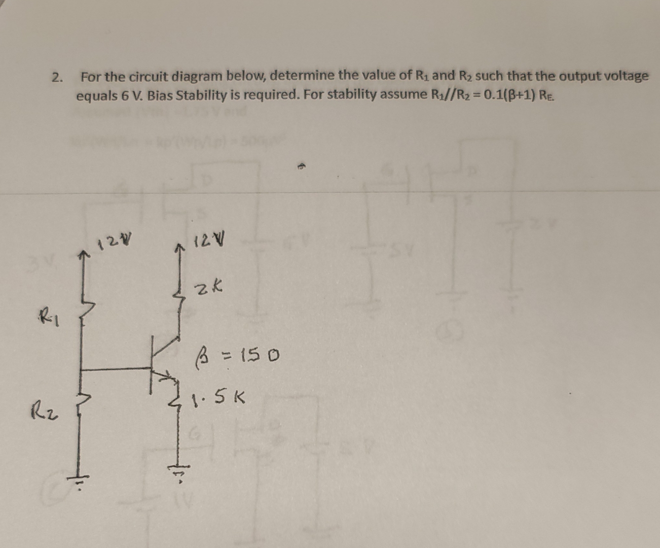 For the circuit diagram below, determine the