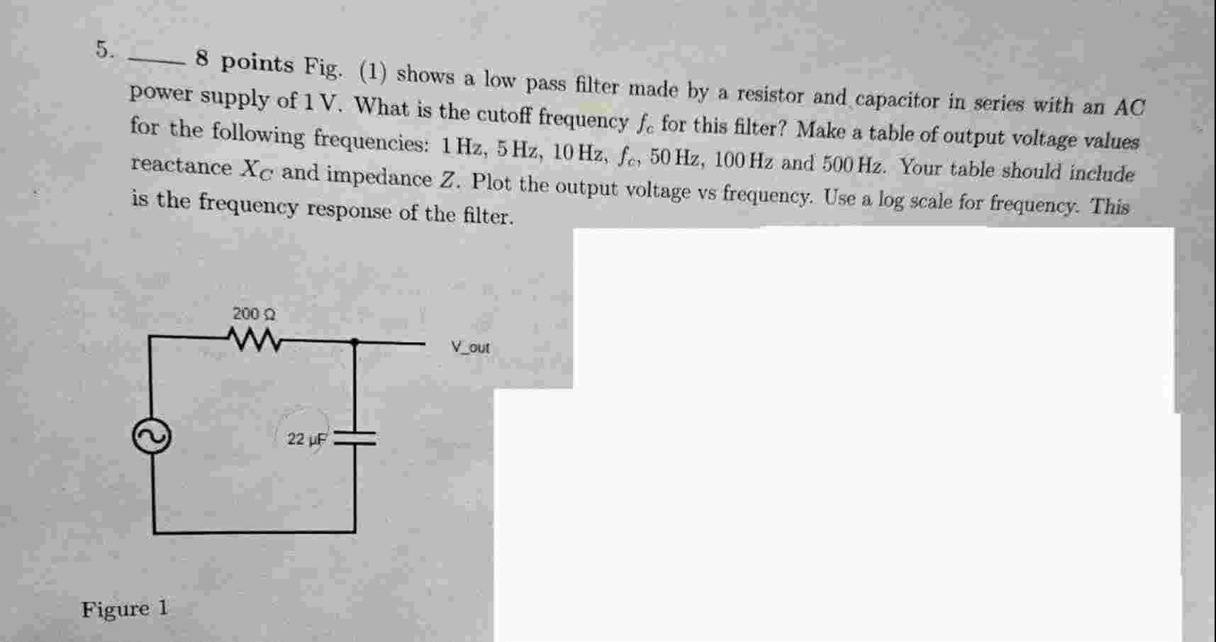 8 points Fig. ( 1 ) shows a low pass filter made