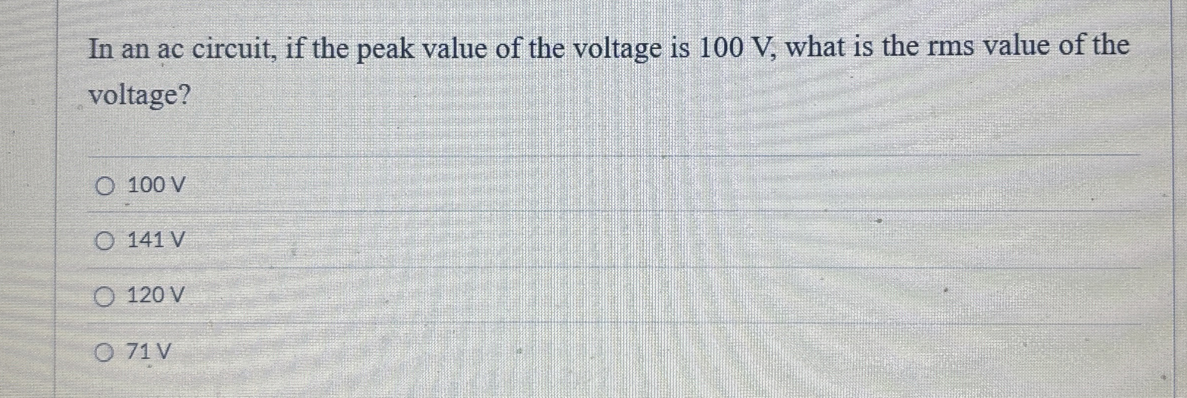 In an ac circuit, if the peak value of the