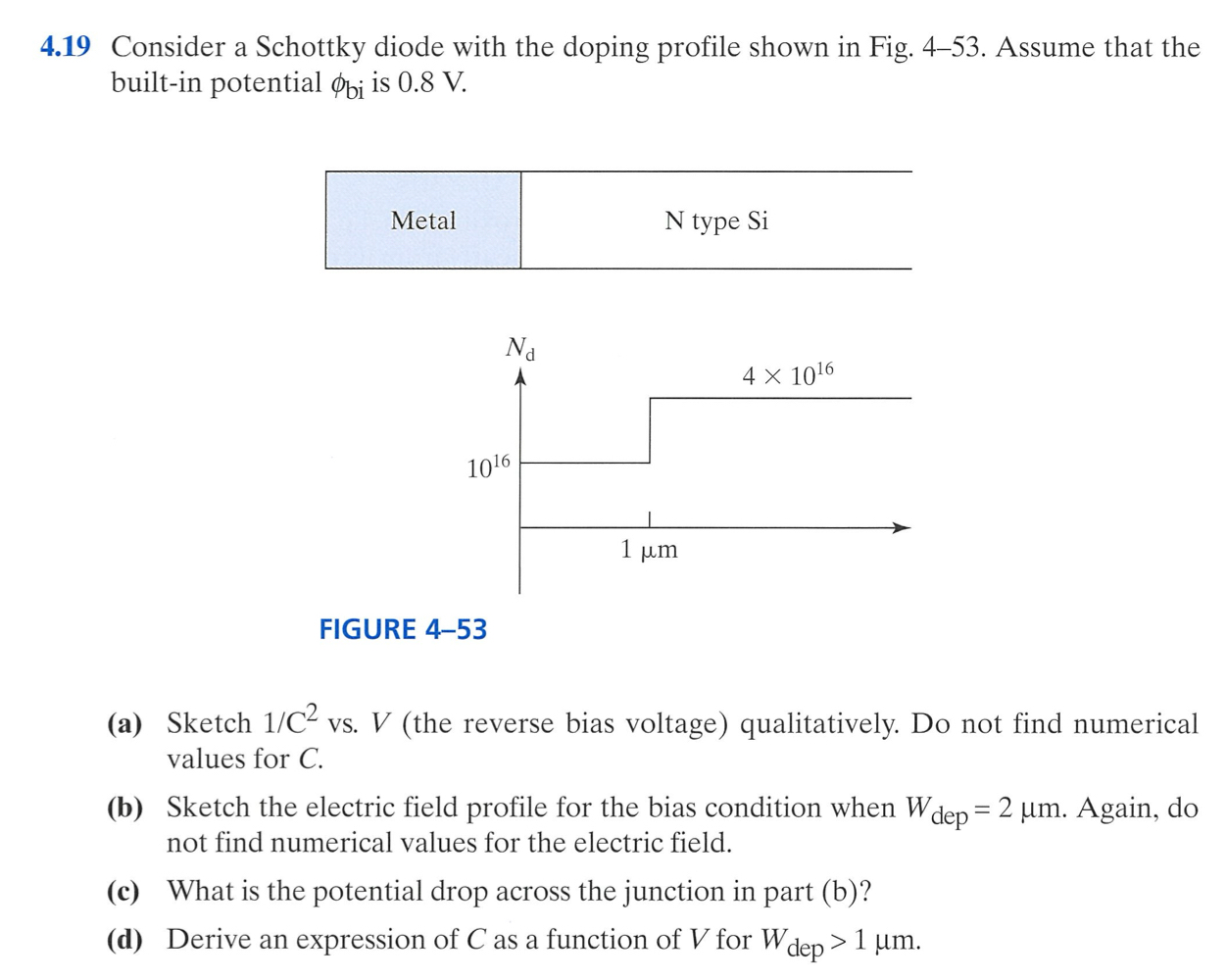 4 . 1 9 Consider a Schottky diode with the doping