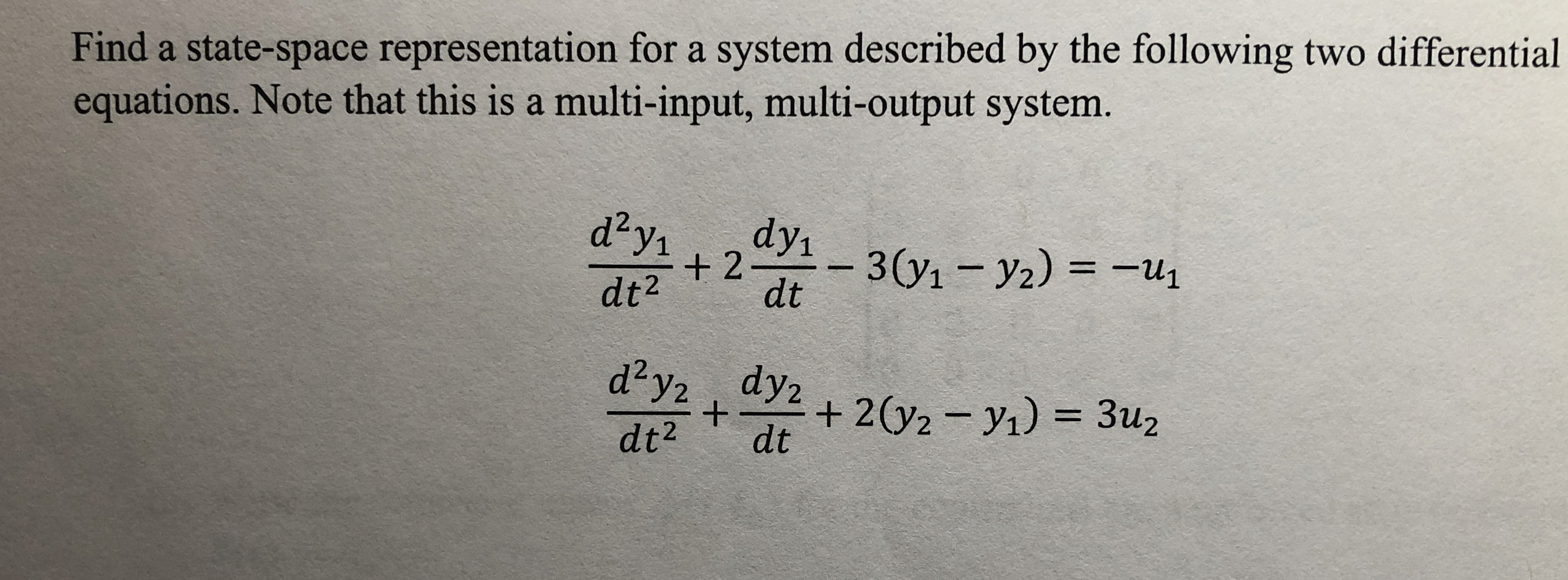 Find a state - space representation for a system