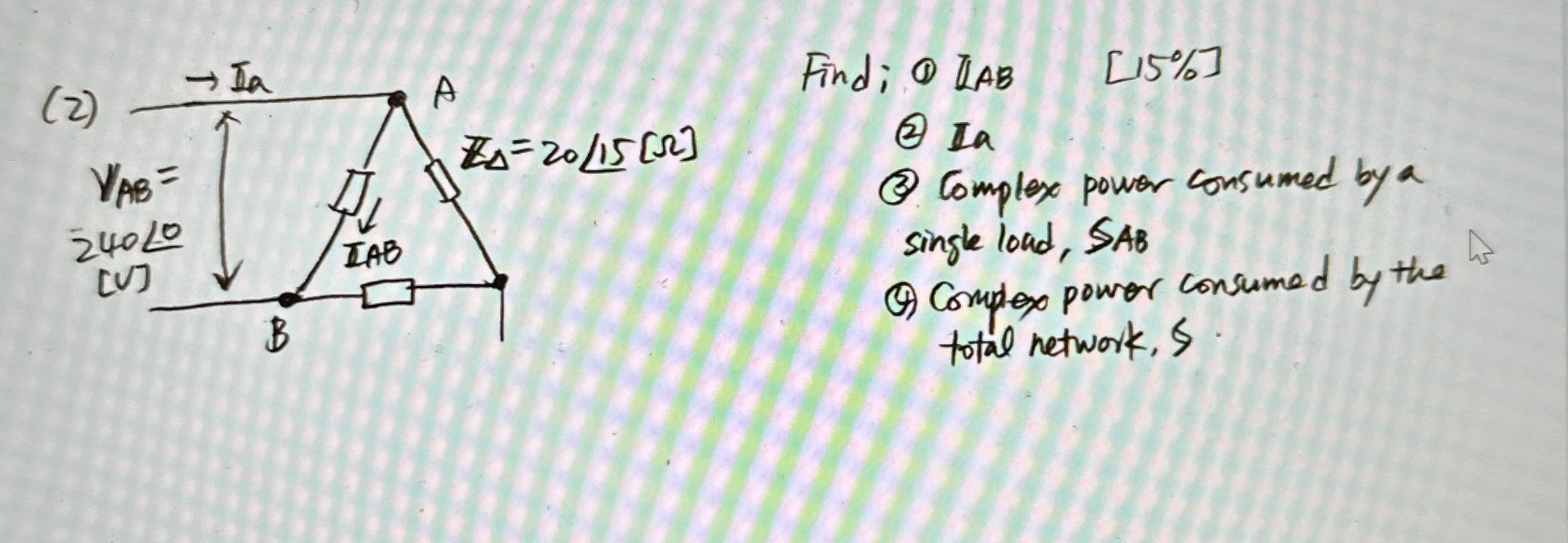 Find ( 1 ) laB ( 2 ) Ia ( 3 ) Complex power