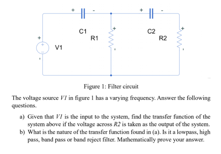 Figure 1 : Filter circuit The voltage source \ (