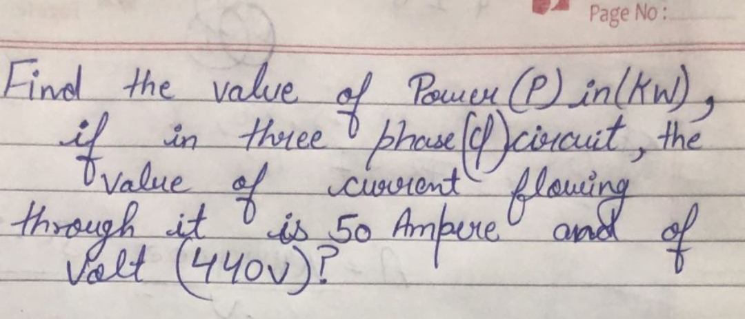 Find the value of Pomer ( P ) in ( KW ) , if in