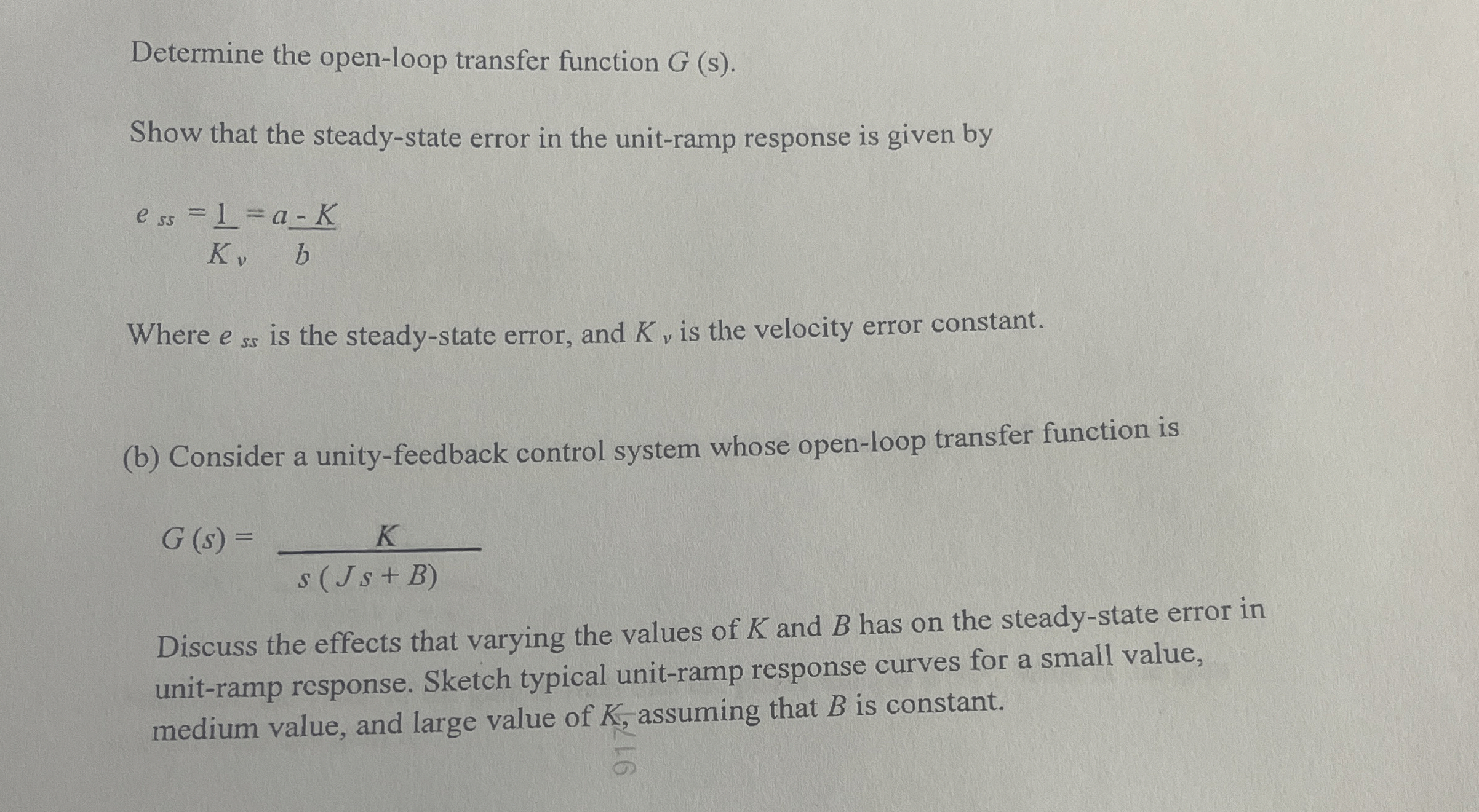 ( a ) Consider a unity - feedback control system