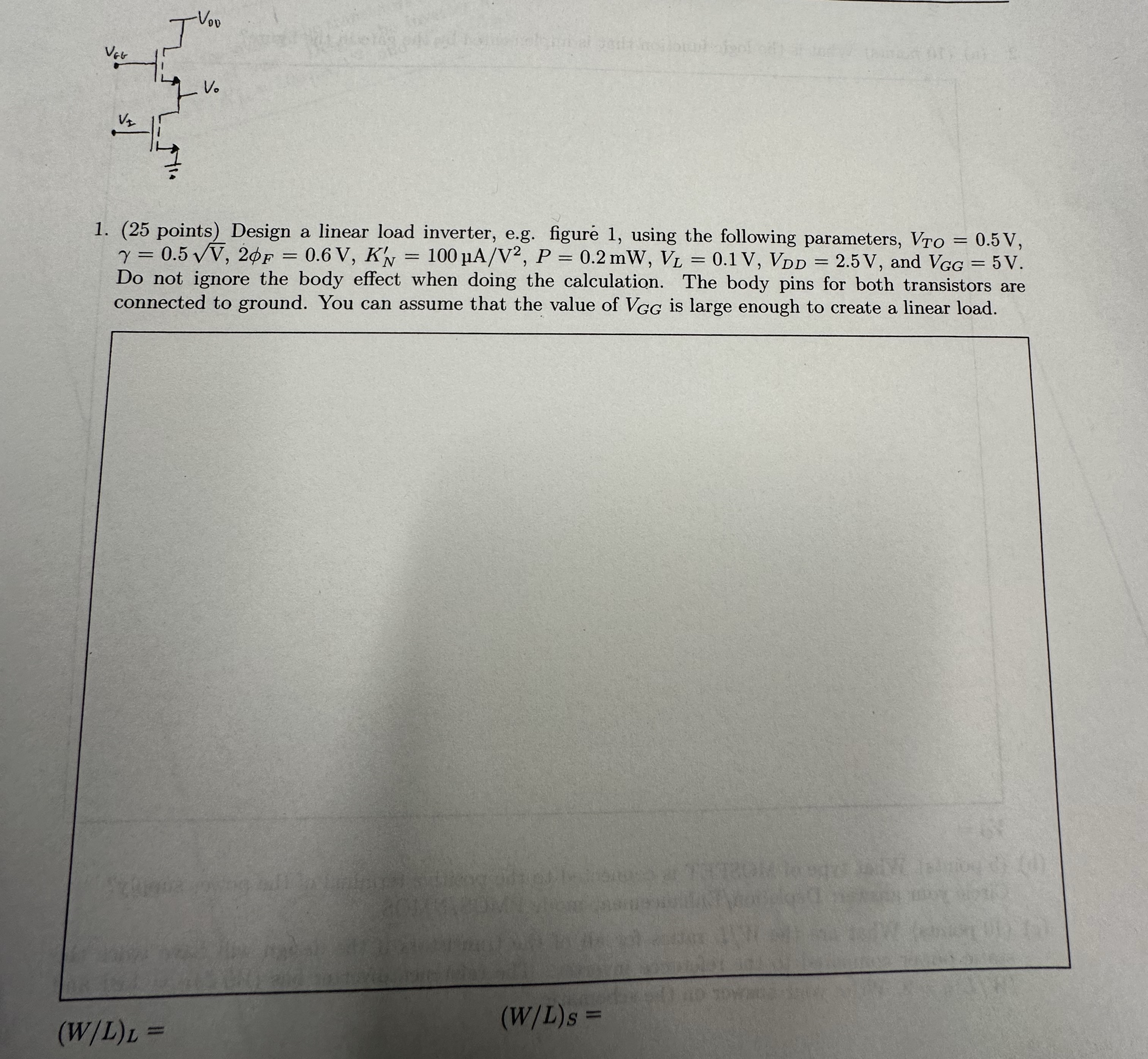 ( 2 5 points ) Design a linear load inverter, e .