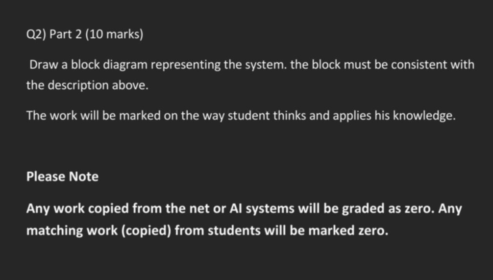 Q 2 ) Part 2 ( 1 0 marks ) Draw a block diagram