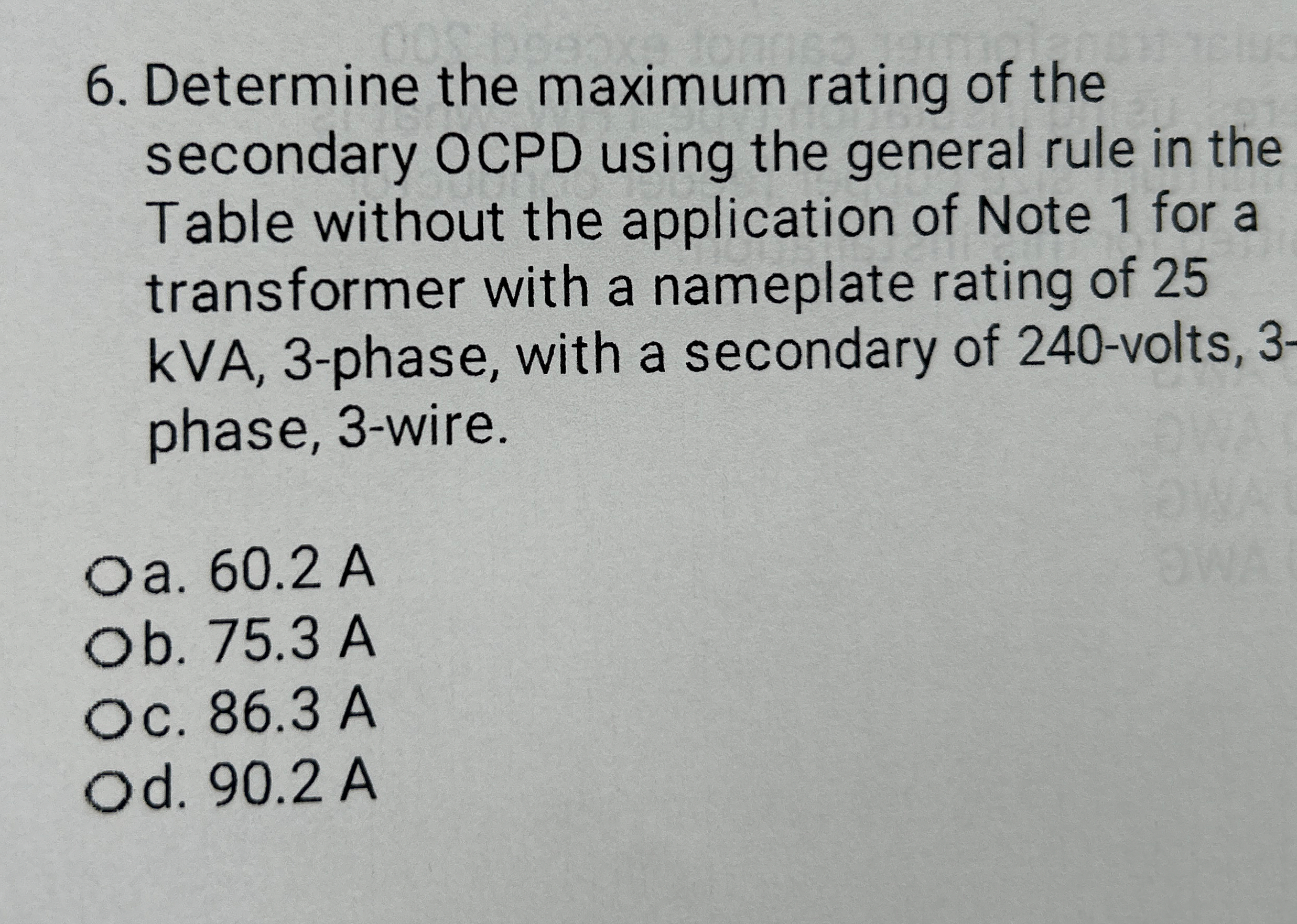 Determine the maximum rating of the secondary