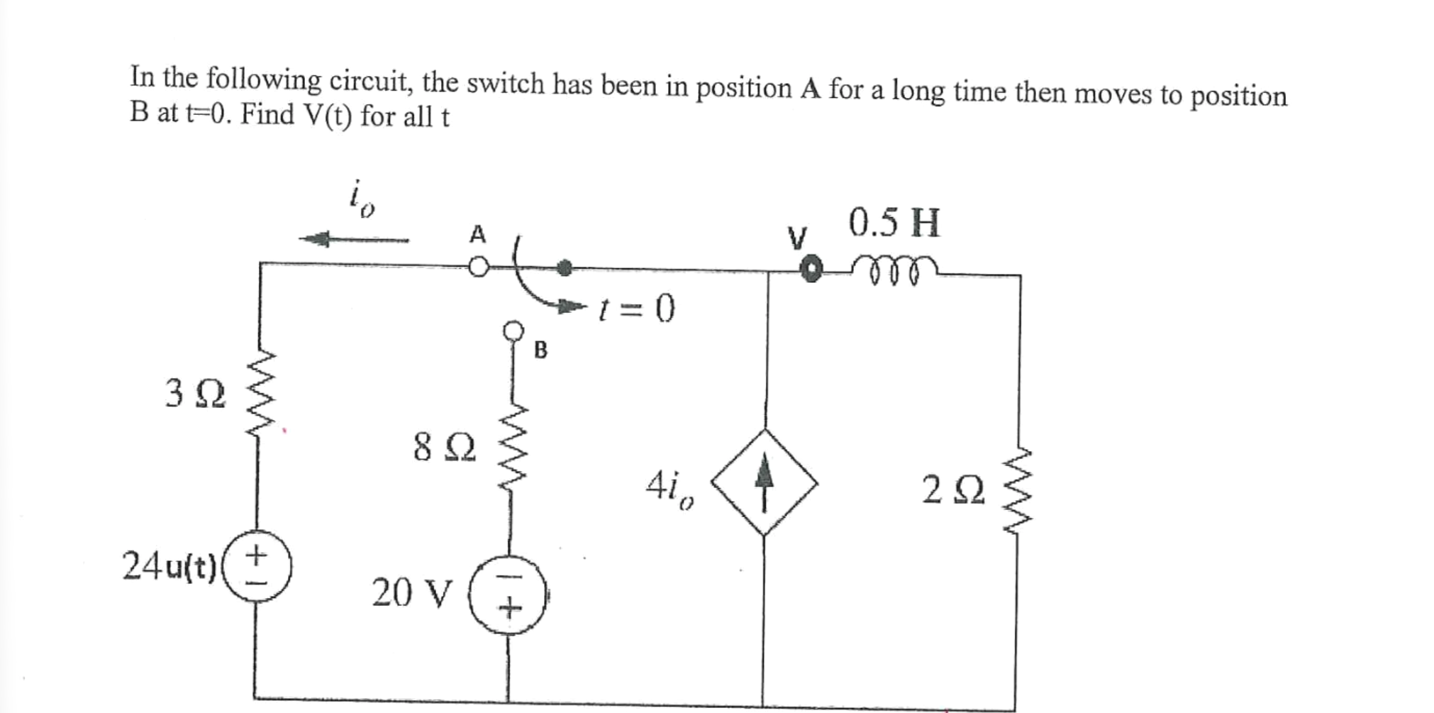 In the following circuit, the switch has been in