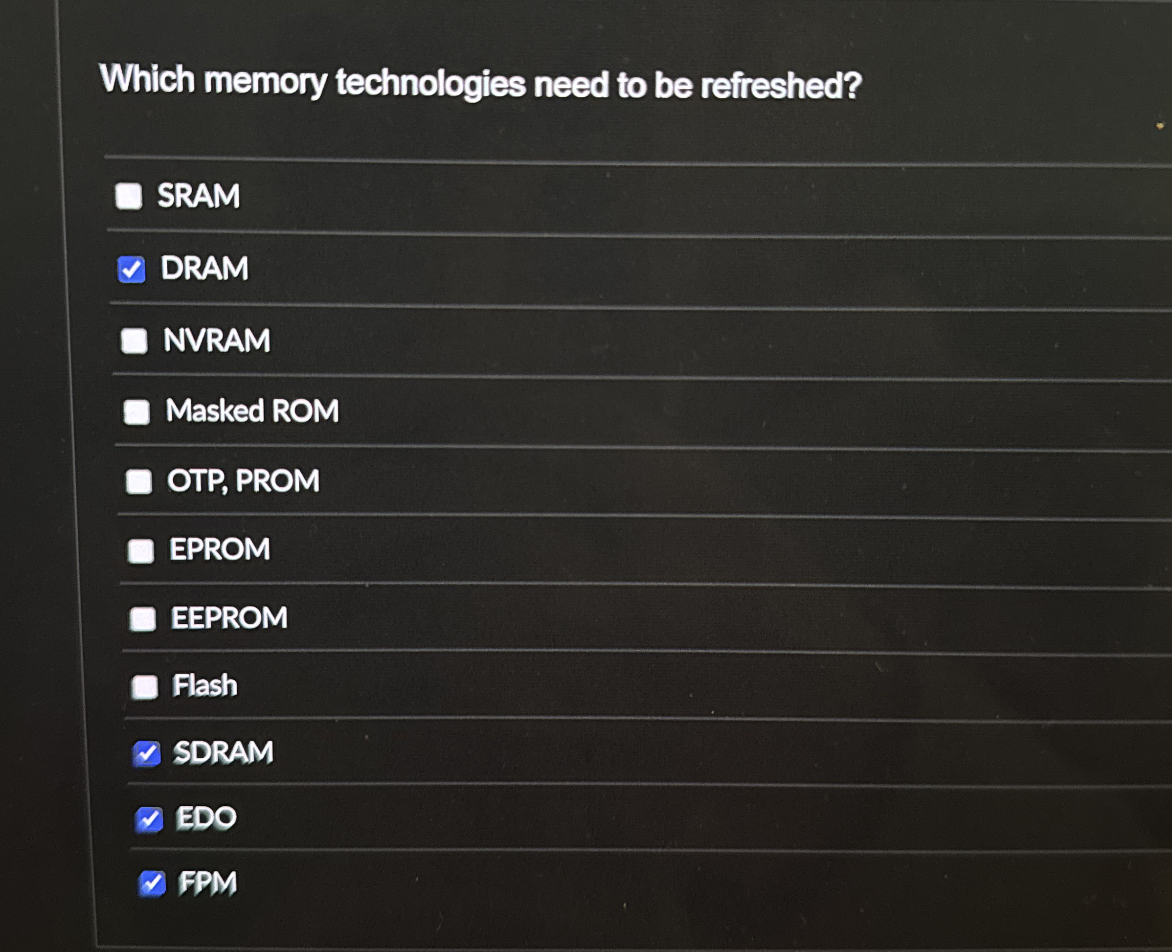 Which memory technologies need to be refreshed?